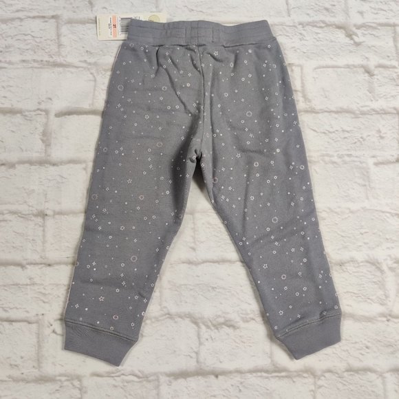 Peek grey pink velour side stripe jogger sweatpants star accents toddler sz 2T - Picture 2 of 5